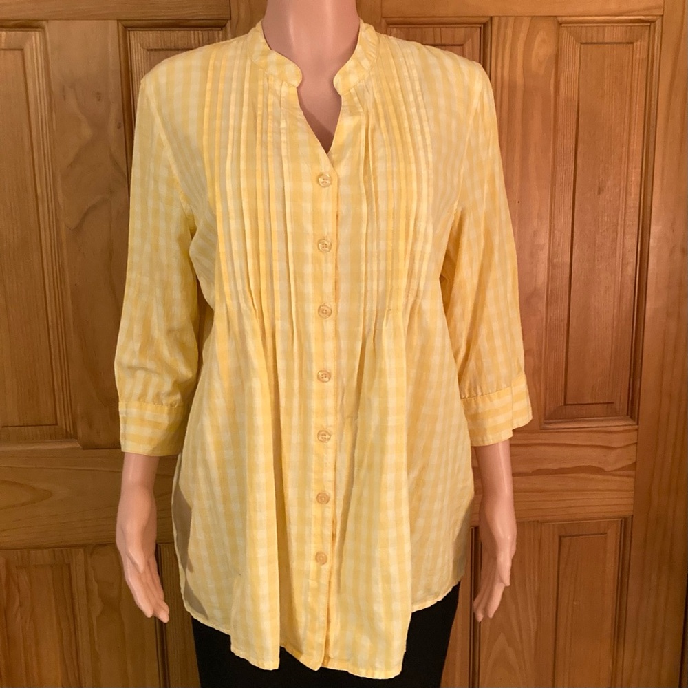 NWOT Blair Blouse 3/4 Sleeve Top Yellow Women's Size L Large